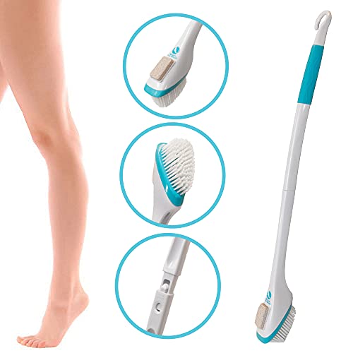 Miracle 30-Inch Long Handle Foot Brush with Pumice Stone for Shower