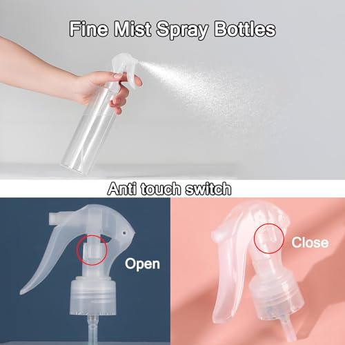 10 oz Plastic Spray Bottles - 3 Pack BPA-Free Fine Mist for Hair, Plants & Cleaning