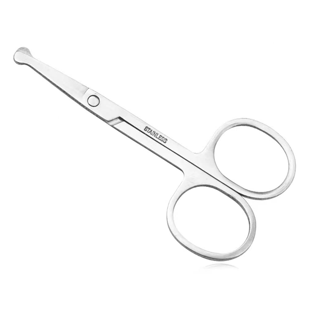 XUJINCN Nose Hair Scissors,3.45in small scissors,Nose Hair Trimmer for Women/Men,Round Nose Safety Scissors,For Trimming Nose Hair,Eyebrow trimming,Mustache,Beard,Eyelashes