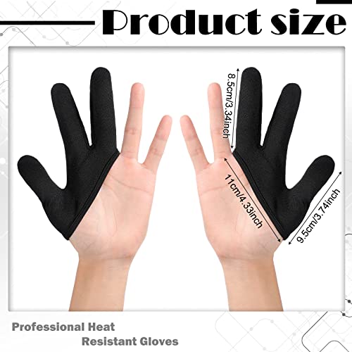 Heat Resistant Gloves for Hair Styling - 3 Finger Design (2 Pack)