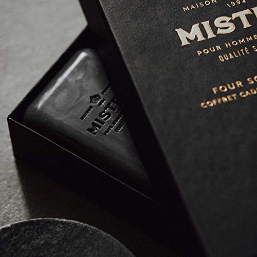Mistral Men¡¯s Luxury Bar Soap for Men | Gift Set (4 x 8.8 oz) ? Grey Lavande, Cedarwood Marine, Teak Wood, Black Amber | Moisturizing, Triple-Milled Natural Soap for Men - Made in France