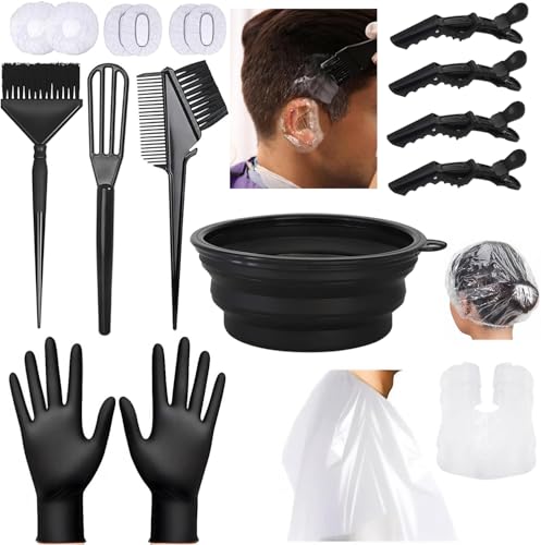 Hair Dye Kit 18Pcs with Bowl, Brush & Clips