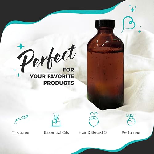 Nevlers Amber Glass Bottles 8 Oz - Vanilla Extract Bottles Bundle, 12 Pack