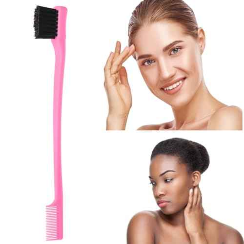 6Pack Double Sided Edge Control Hair Brush Professional Edge Control Hair Brush Comb Set, Dual-Sided Bristle Design, Pink Purple Black