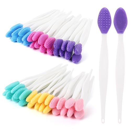 48-Pack Silicone Lip Scrub Brush Set - Double-Sided Exfoliator