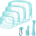 4 Pack Clear Toiletry Bags, Portable Travel Makeup Pouch with Zipper, TSA Approved Organizer, Clear Pouch Bags Compatible With Bogg Bag Divider Accessories(Blue, Pack of 8)