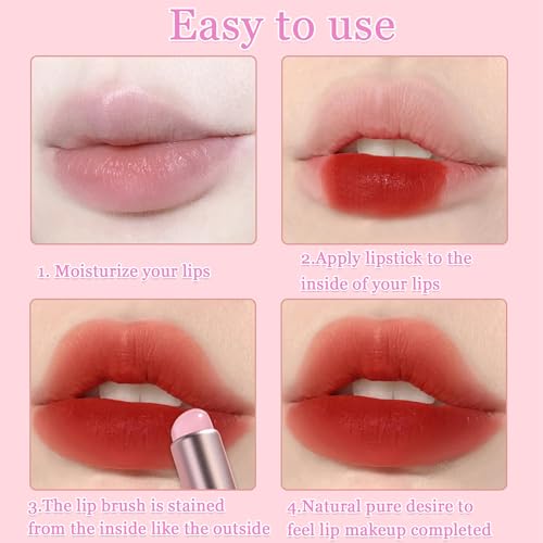 Silicone Lip Brush Set for Lipstick - 2 Reusable Makeup Applicators with Lid