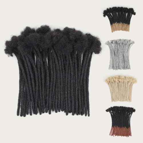 6 inch 40 Strands Loc Extensions Human Hair, Real 0.6cm Width Human Hair Dreads Extensions for Man/Women Full Handmade Dreadlocks Can be Dyed(1b)