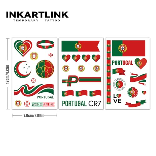 World Cup 2026 Portugal Flag Temporary Tattoos - 3 Pack