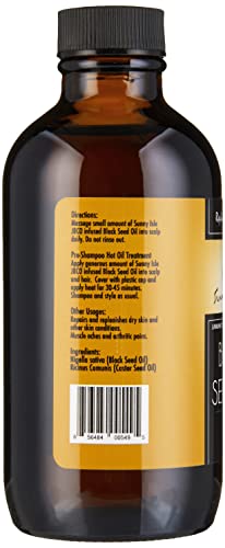 Sunny Isle Jamaican Black Castor Oil Infused with Black Seed Oil 4oz | Moisturizing to Dull Damaged Hair and Rough Skin | Pre-Shampoo Hot Oil Treatment | Wellness Body Massage Oil