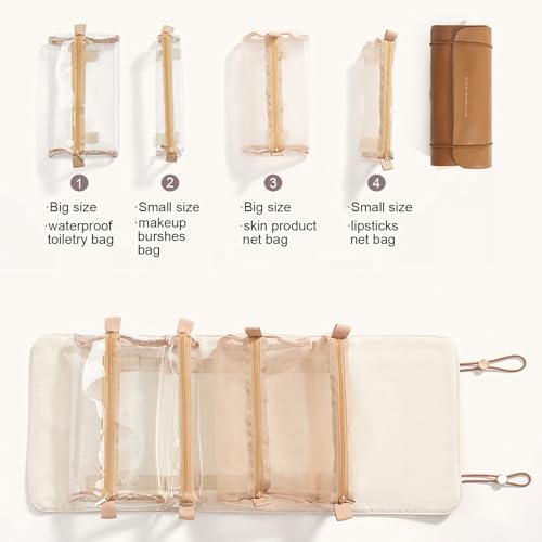 YDR Cosmetic Bag Foldable with Divider,Capacity Travel Makeup Bag for Women Portable Pouch Makeup Organizer Toiletry Bag Makeup Case