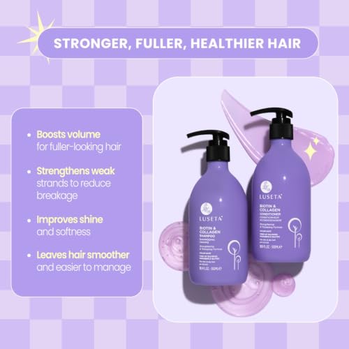 Luseta Biotin & Collagen Shampoo and Conditioner Set for Thinning Hair - 16.9 fl oz