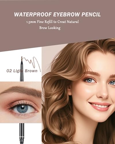 12-Piece Waterproof Eyebrow Pencil Set, Light Brown