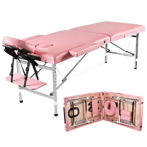 Portable Massage Table 24" Wide Adjustable Folding Bed Pink