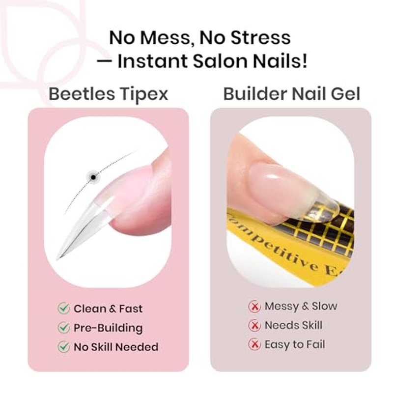 Beetles Tipex Apex Nail Tips, Stiletto Medium, 192pcs in 16 Sizes