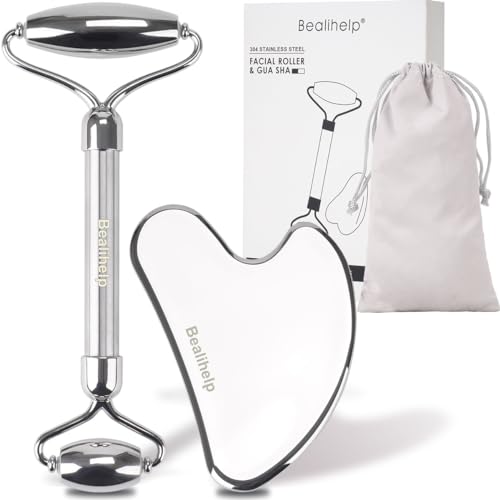 Stainless Steel Face Roller and Gua Sha Set