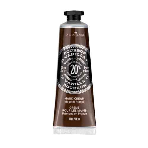 La Chatelaine 20% Shea Butter Hand Cream Travel Size, Men, Unisex, Organic Argan Oil, Moisturizing, Nourishing, Extra-Rich Hand Lotion, Made in France, Paraben Free, 1 oz / 30ml (Bourbon Vanilla)