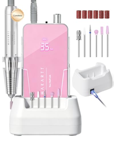 Makartt Professional Nail Drill - 35000 RPM E-File, Cordless & Quiet