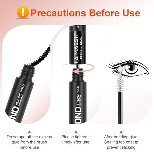 LA MAESII Lash Cluster Glue Bond Seal 2-in-1 Waterproof Lash Adhesive, Black