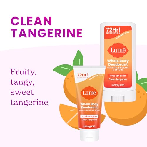 Whole Body Deodorant Mini Bundle - Cream & Solid Stick, 72-Hour Odor Control, Aluminum Free, Clean Tangerine