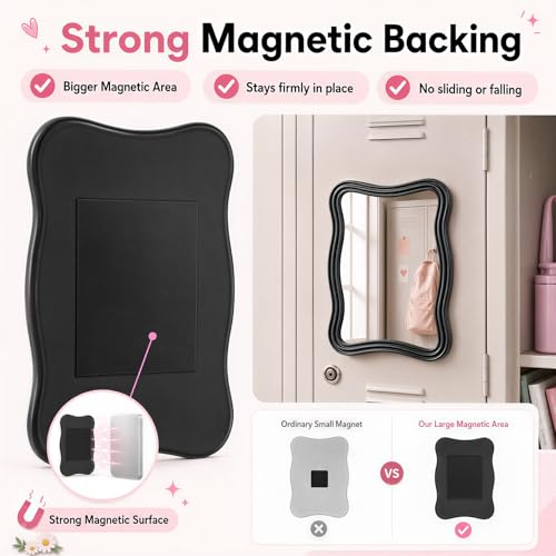Magnetic Locker Mirror - Small 5x7 Real Glass Mirror for School & Office Lockers