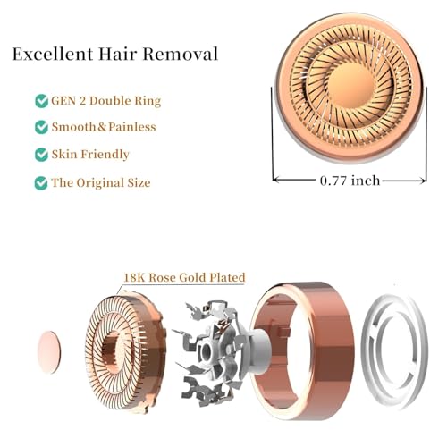 Generation 2 Replacement Heads for Flawless Facial Hair Remover Compatible with Flawless Replacement Heads,Fit for Flawless Replacement Heads Gen 2 for Flawless Facial Hair Removal for Women,6 Count.
