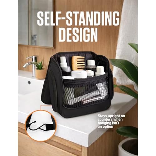 VENTURE 4TH Hanging Travel Toiletry Bag for Women & Men ? Large Toiletry Organizer with 18 Compartments, Removable TSA Pouch, Travel Wash Bag for Toiletries, Makeup & Shaving Kit (Black)