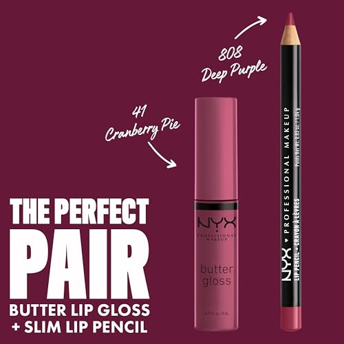 NYX Professional Makeup Butter Gloss Cranberry Pie 0.27 Fl Oz - Non-Sticky Lip Gloss
