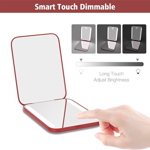 Kintion Rechargeable Pocket Mirror 1X/3X Magnifying LED Light