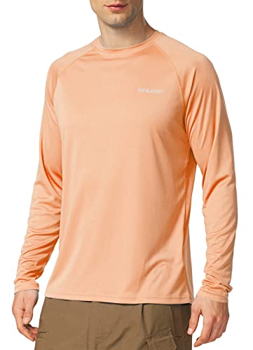 BALEAF Men's Sun Protection Shirts UV SPF T-Shirts UPF 50+ Long Sleeve Rash Guard Fishing Running Quick Dry Light Pink Size S