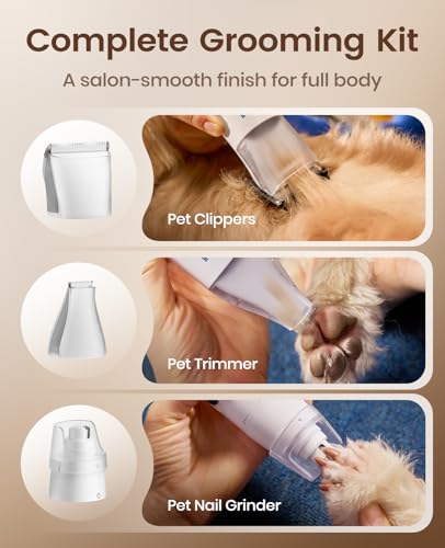 Dog Grooming Vacuum Kit with 6 Tools, 15000Pa Suction & Quiet Operation