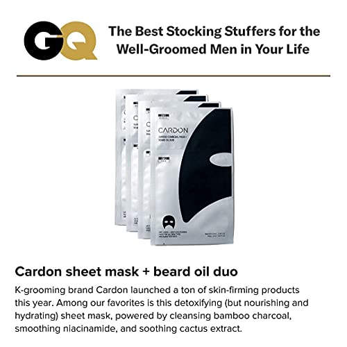 Cardon Signature Sheet Masks (4-Pack) | Korean Sheet Mask for Men and Women | Hydrating Face Mask with Cactus Extract | Couples Spa Night-In | Full Face & Beard-Friendly Masks