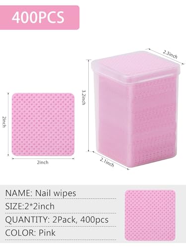 Lint Free Nail Wipes 400 PCS Non-Woven Cleaning Pads