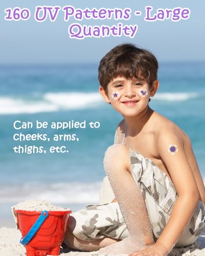 UV Detection Temporary Tattoos - 160 Count Sunscreen Reminder Stickers