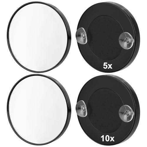 5X 10X Magnifying Mirror 4-Pack with Suction Cups