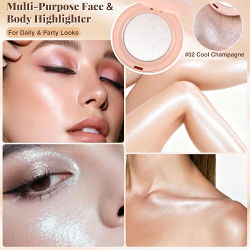 Silky Radiance Face Highlighter Powder - Talc Free, Waterproof