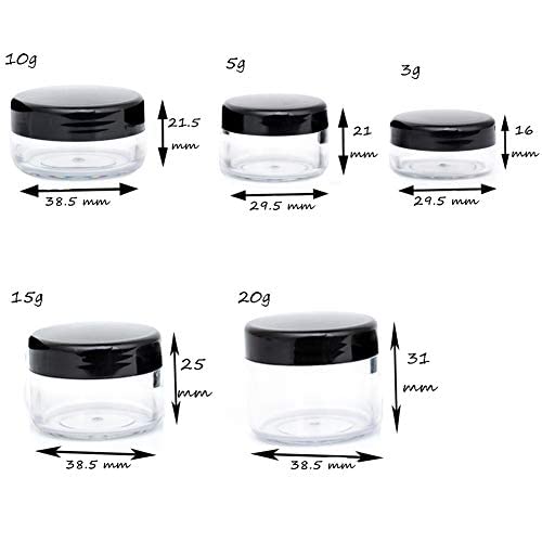 ZEJIA Polypropylene 5 Gram Cosmetic Containers 50pcs Sample Jars Tiny Makeup Sample Containers with lids (Black)