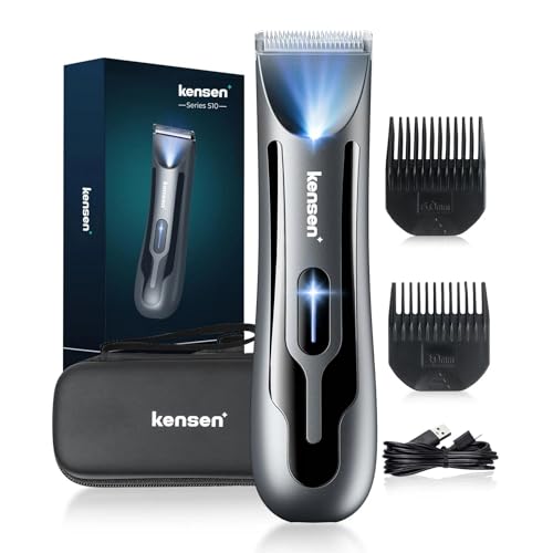 Kensen Body Hair Trimmer for Men - Ceramic Blades, LED Light, IPX7 Waterproof