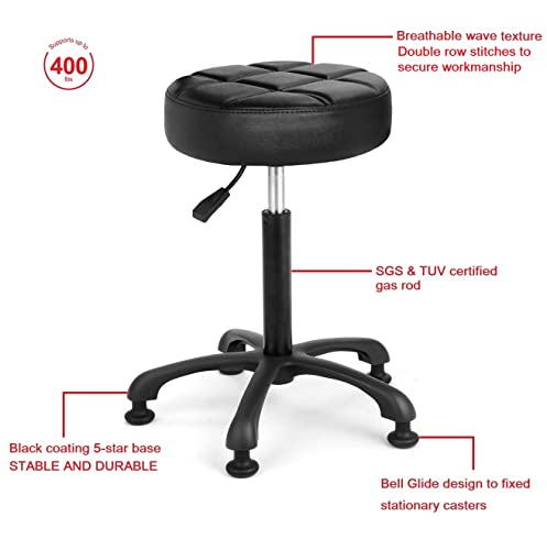 Heavy Duty Adjustable Salon Stool Chair with Bell Glides, 22-30 in