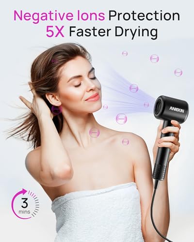 ANIEKIN Ionic Hair Dryer with Brushless Motor & Diffuser