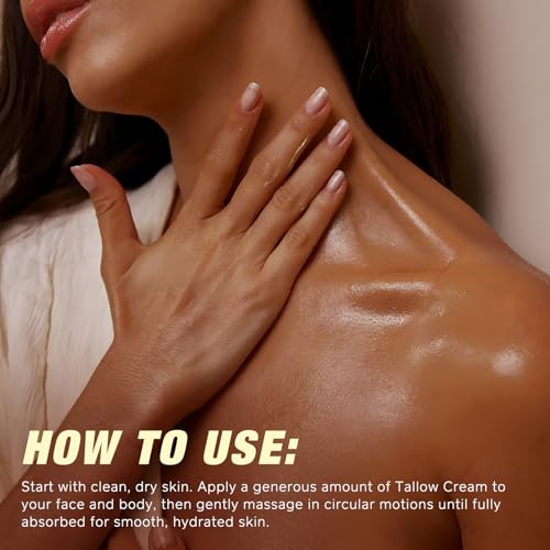 100% Grass-Fed Tallow, Organic Castor & Frankincense Oil Face Balm - Age-Defying Moisturizer for Sensitive & Dry Skin, Repairs Skin Barrier, Handmade for Face & Body, 4.2oz