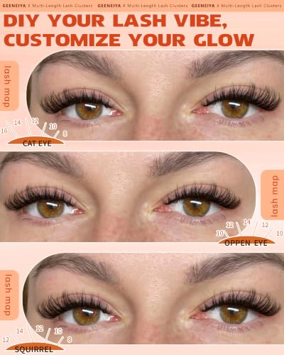 Geeneiya Natural Fluffy Lash Clusters | C Curl 8-16mm DIY Eyelash Extensions