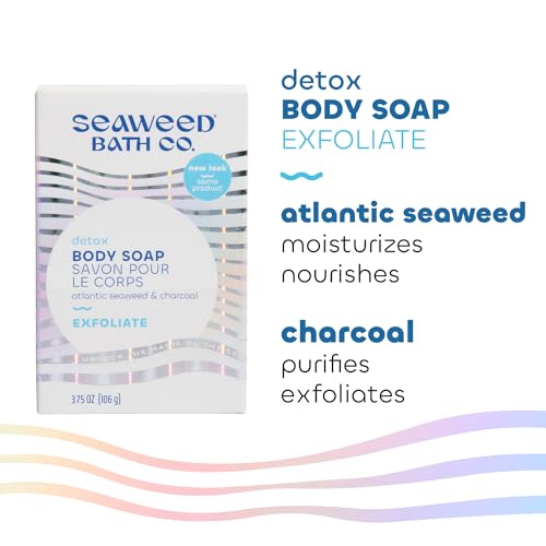 Seaweed Bath Co. Exfoliate Detox Body Soap, 3.75 Ounce, Sustainably Harvested Seaweed, Charcoal (Packaging May Vary)