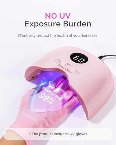 Pink MelodySusie UV LED Nail Lamp P-Plus30A with UV Gloves for Gel Nails
