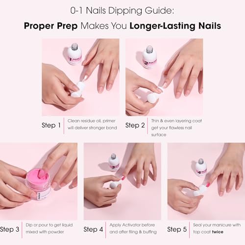 NAGAIA Premium Nail Dipping System, Dip Essential Liquid Set, All In One Dip Liquid Kit, Home & Salon Nail Dipping Manicure, Air Dry Dip Powder System, Salon Acrylic Nail Alternative, 3 Replaced Brush