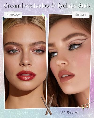 Brown Cream Eyeshadow Stick with Built-In Sharpener, Waterproof Eye Makeup