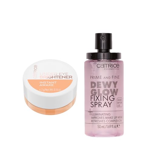 Catrice Prime & Fine Dewy Glow Spray & Under Eye Brightener Bundle
