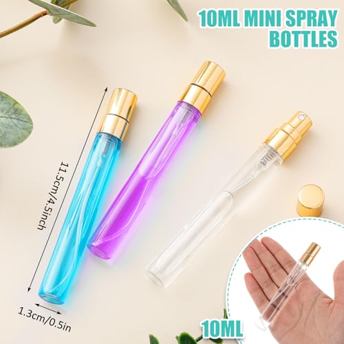 50 Pack Mini Glass Spray Bottles 10ml with Gold Cap