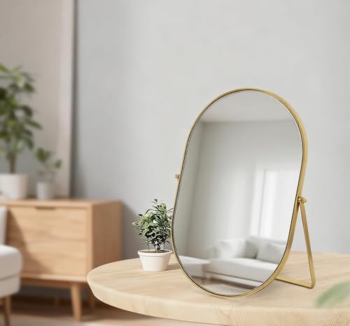 Feyarl Oval Vanity Mirror 12x8 Inch - Gold Cosmetic Mirror