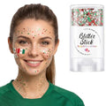 Mexico Soccer Fan Glitter Stick with 3 Mini Tattoos - Red, White, Green
